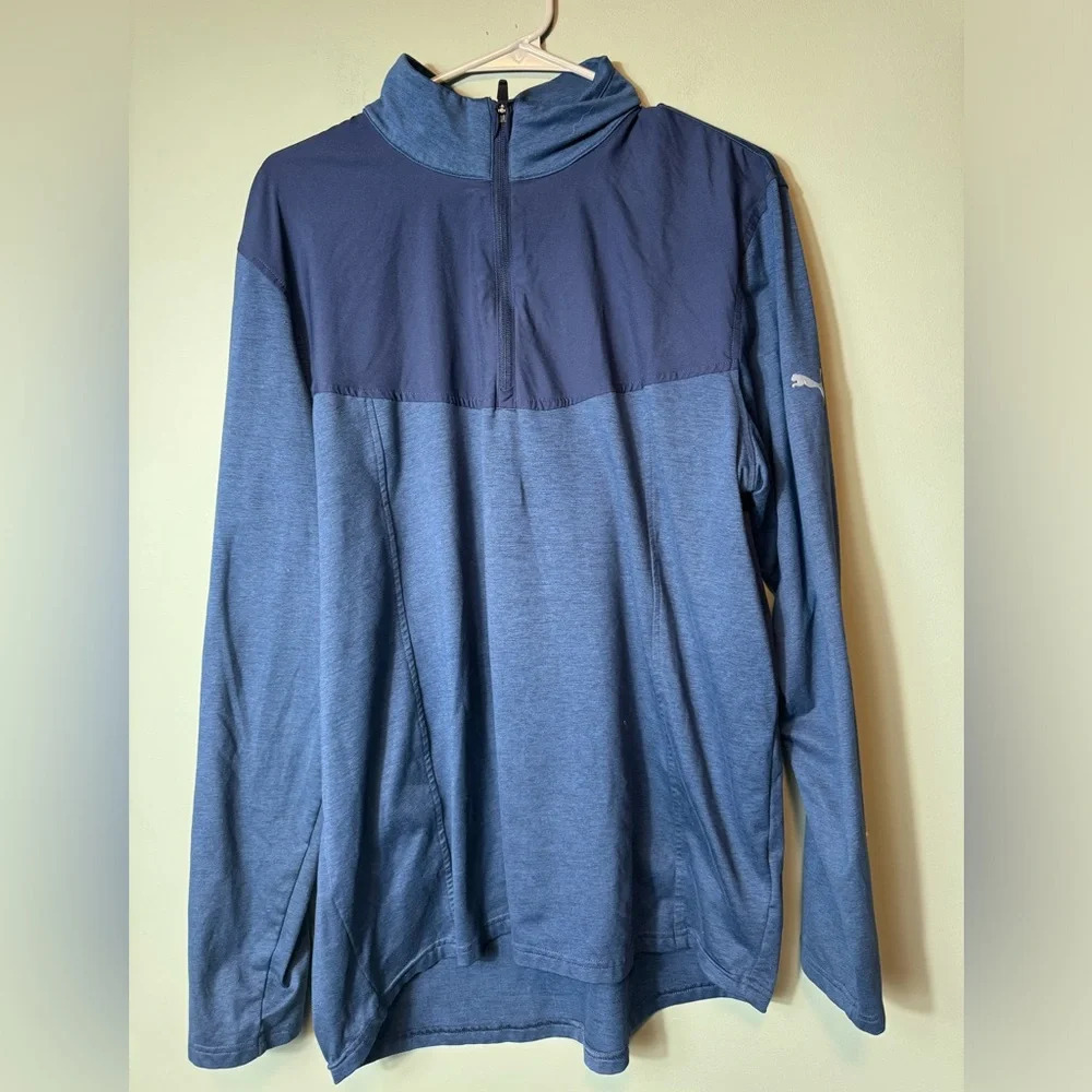 Puma Men’s‎ Quarter Zip Golf Top Blue Size Large